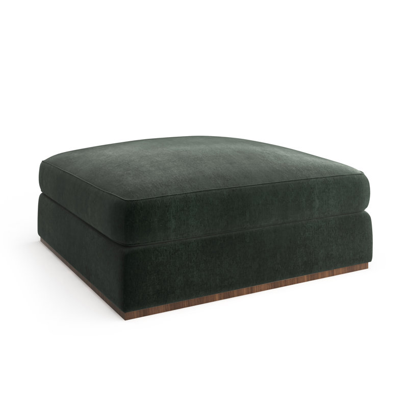 Caracole Square Ottoman, Green Polyester