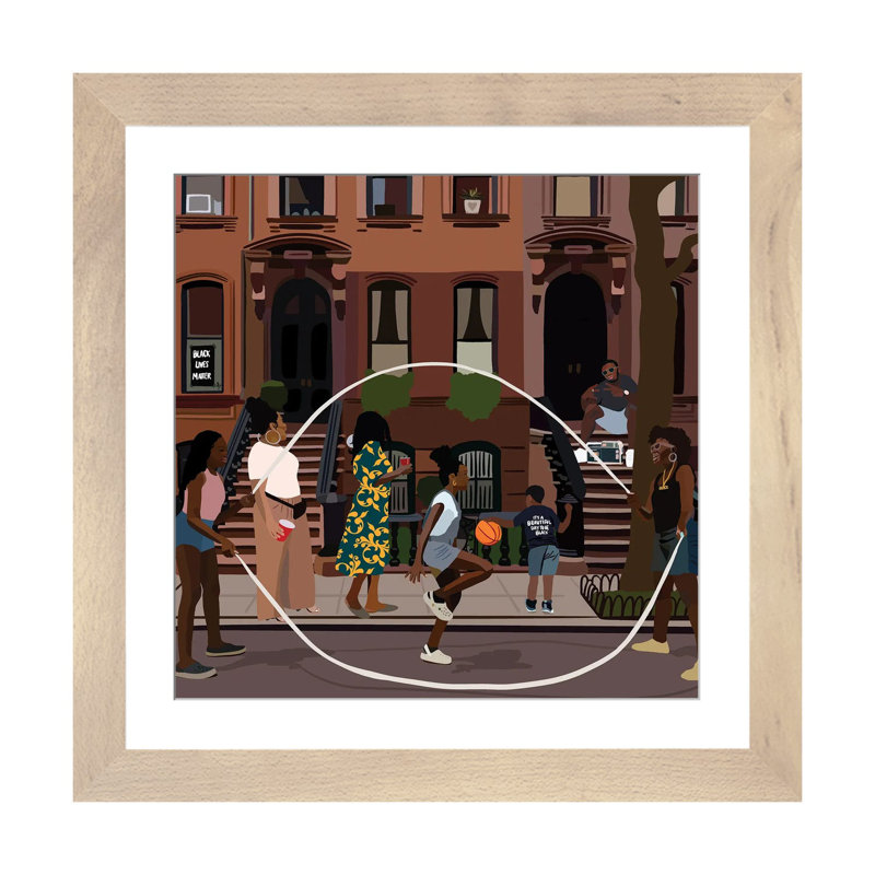 " Juneteenth " by Artpce, Picture Framed Paper, 24" H x 24" W, Natural Wood