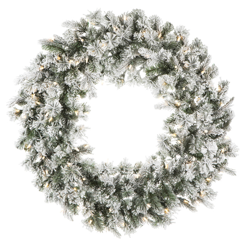 Couronne de PVC floquée illuminée 36 po