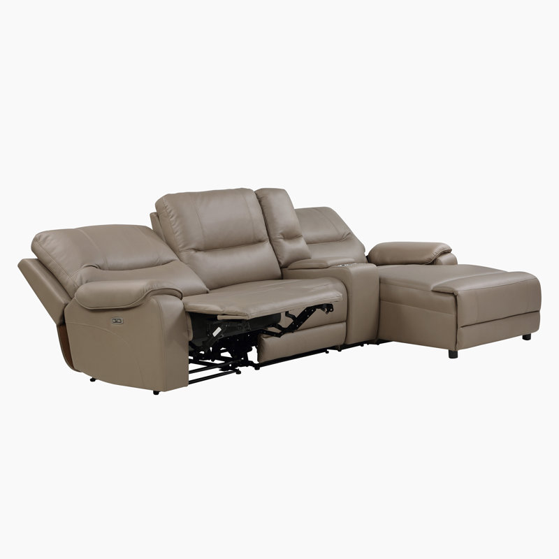 Canapé modulaire inclinable en microfibre 4 pièces de 143 po avec inclinaison près du mur et appui-tête électrique Laysha