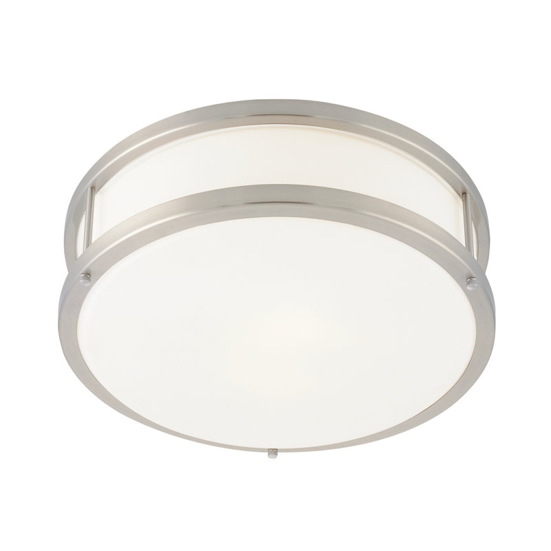 Plafonnier encastré en verre Tatom, Acier brossé, H 4,5 po x l 12 po x P 12 po, A-19 (DEL remplaçable)