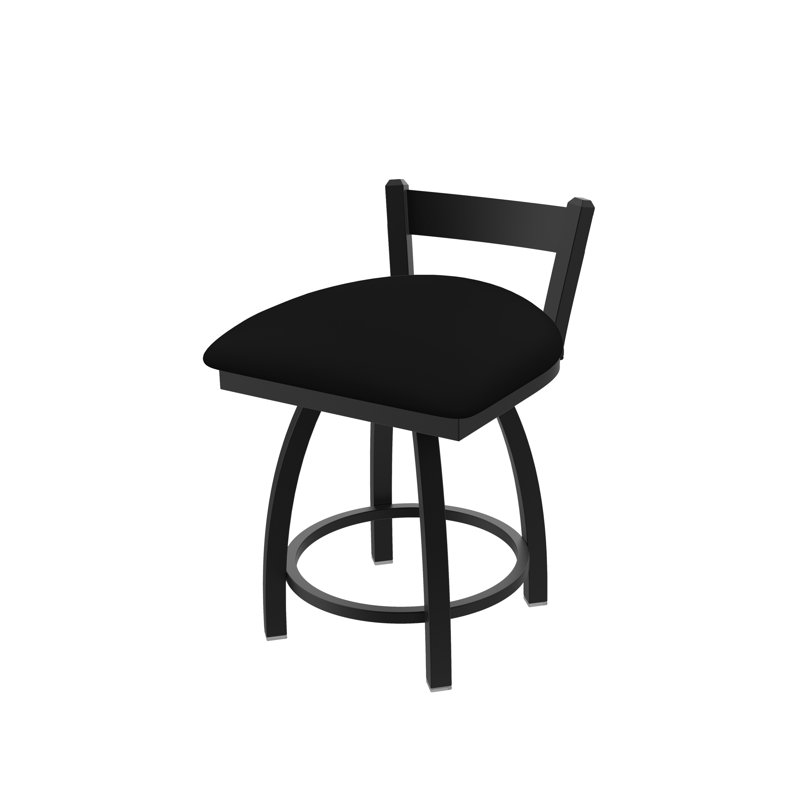 Tabouret de coiffeuse à dossier bas 18 po Catalina, Noir froissé, Vinyle - Vinyle noir