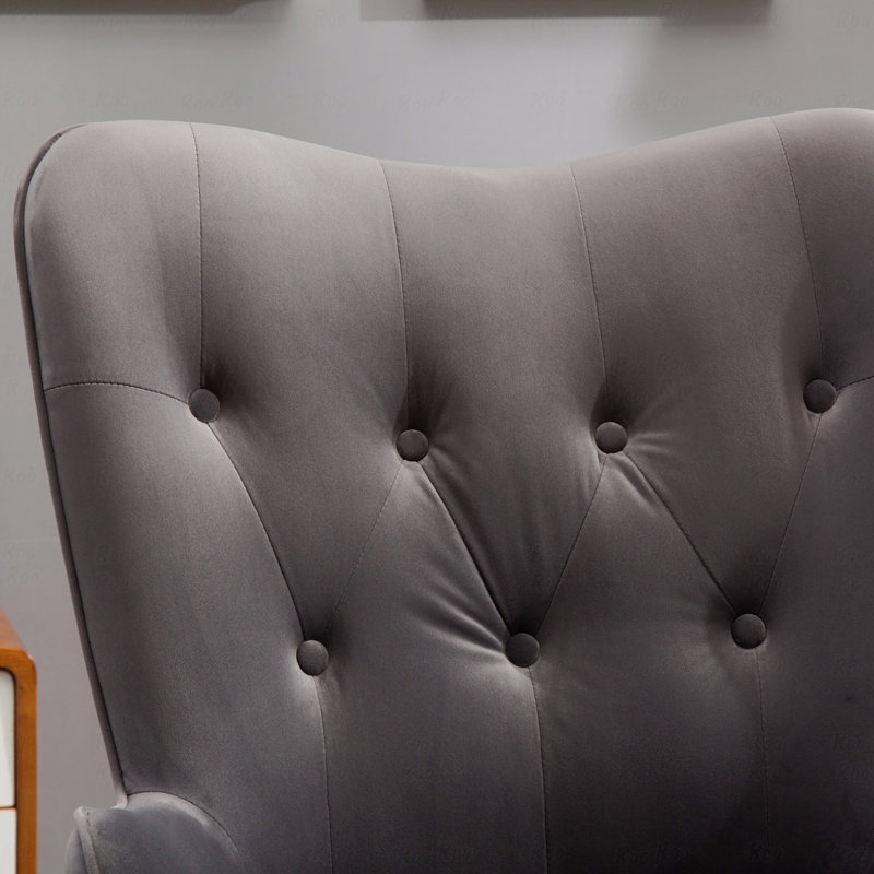 Fauteuil d'appoint de style contemporain capitonné en velours soyeux, Gris