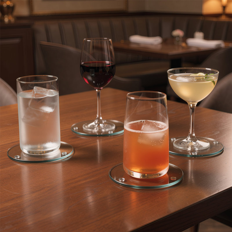 Harbour Housewares - Glass Placemats & Round Coasters Set