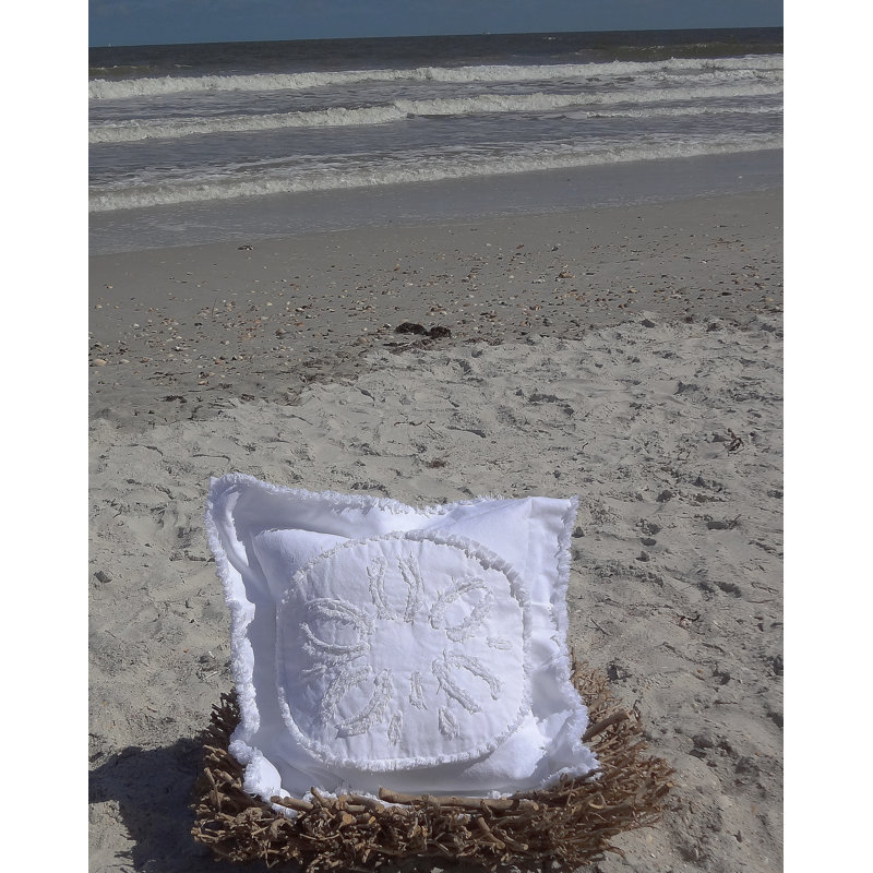 Cotton Reversible Throw Pillow, 22" H x 22" W, White
