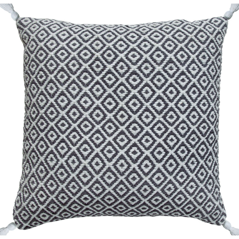 Gracie 18'' Grey and Natural Cotton Weave Pillow