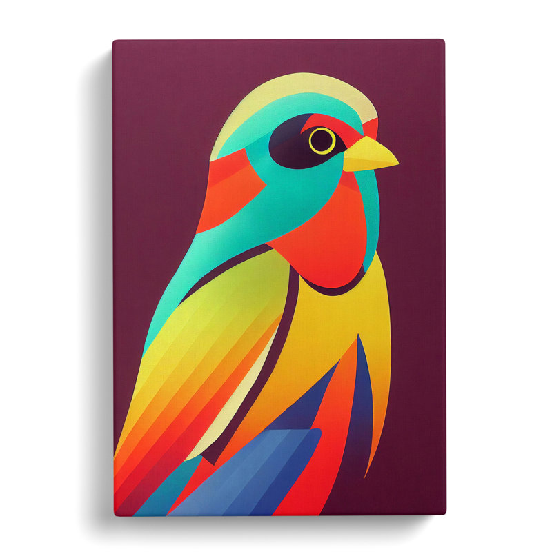 Colourful Bird No.2 Abstract - Wall Art, Wrapped Canvas, 76cm H x 50cm W x 3cm D