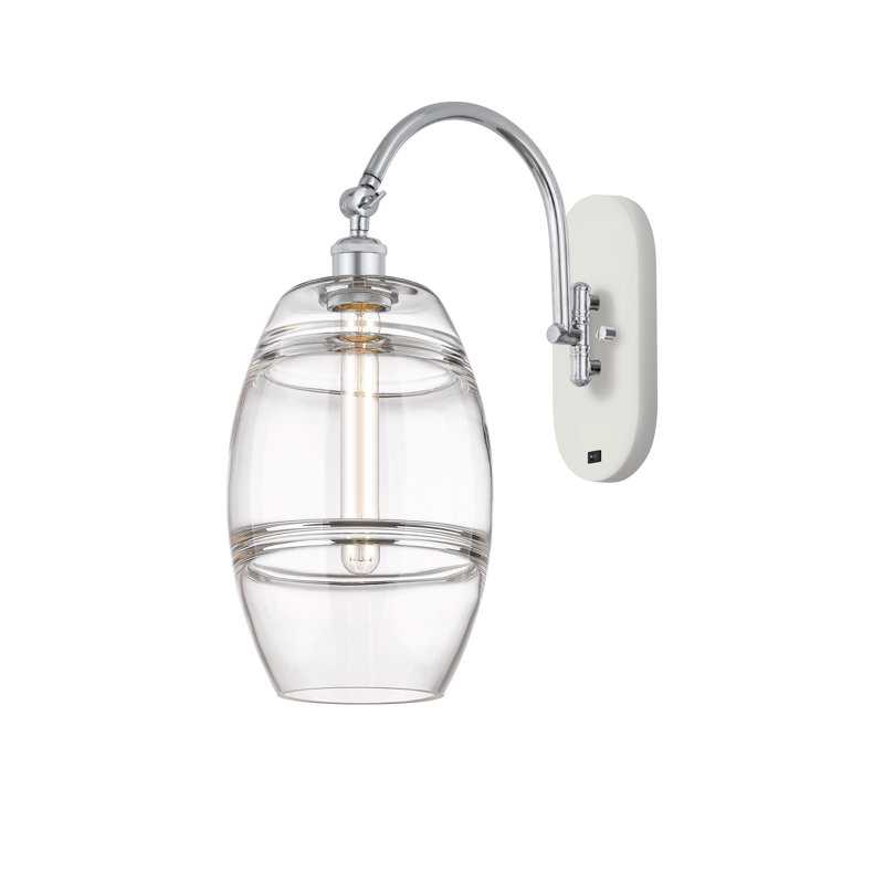 Dundrod Steel Armed Sconce, Clear, White/Polished Chrome