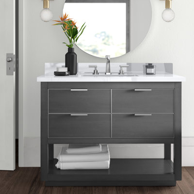 Meuble-lavabo simple 42 po avec plateau en marbre de Carrare Allie