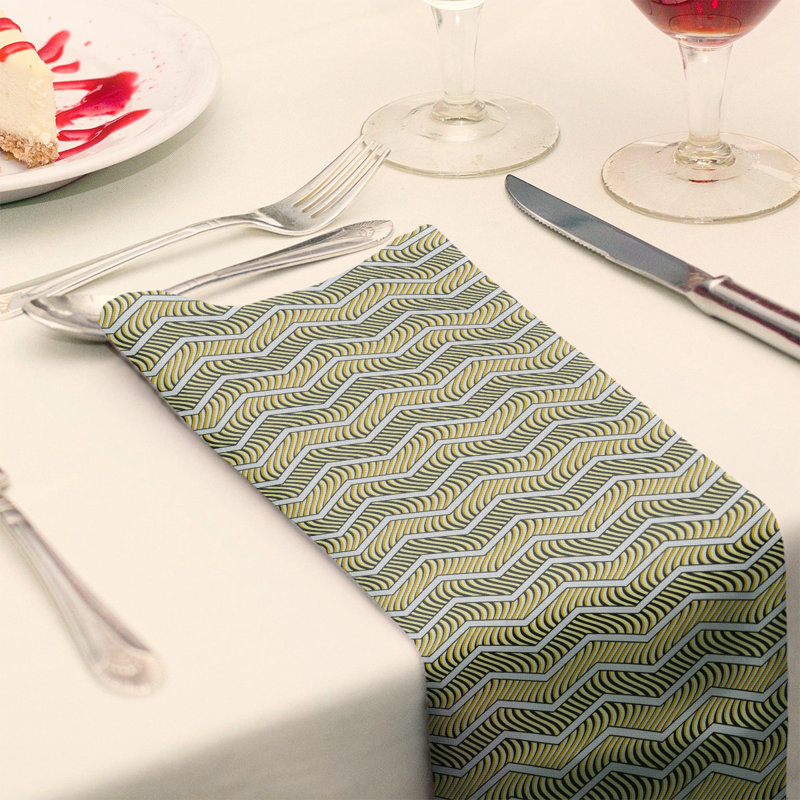 Serviette en coton à chevrons ondulés Stephenie, Jaune, 10 po x 10 po