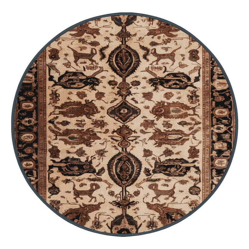 Tapis brun lavable à la machine, Rond 7 pi