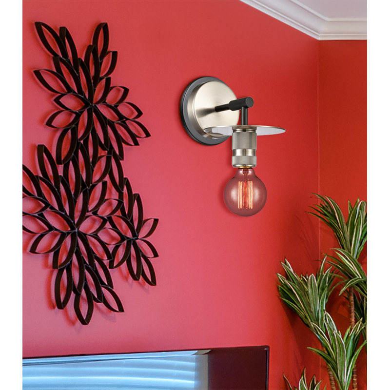 Appliquee à bras 1 lumières Yeager, Nickel satiné brossé
