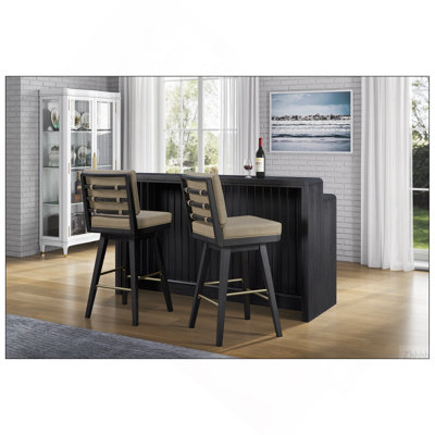 Peppercorn Leather Swivel Bar Stool (Set of 2)