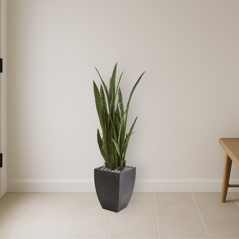 Sansevieria Artificial Plant in Black Planter
