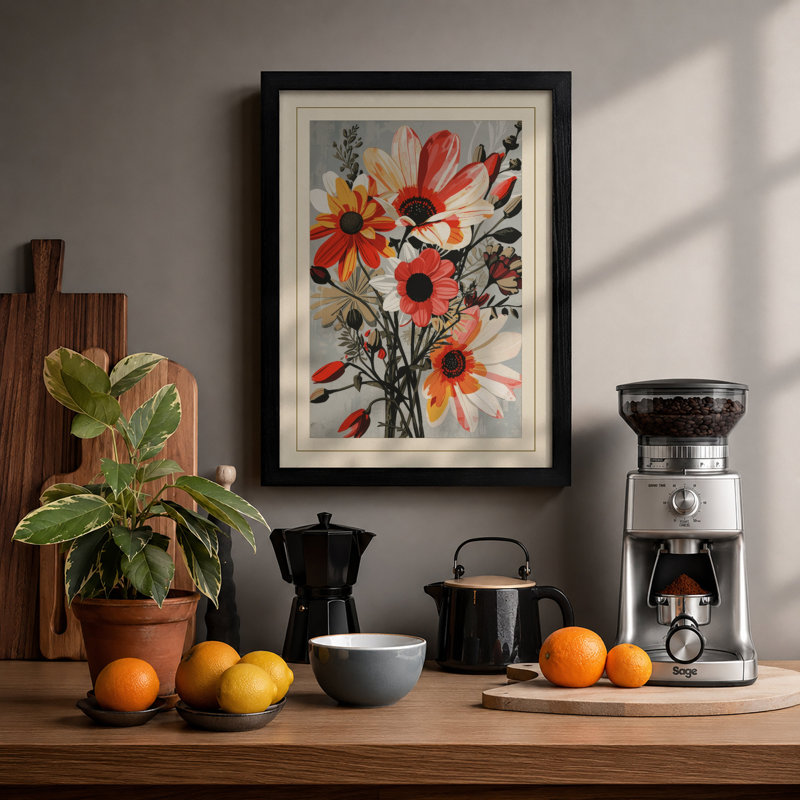 Gathered Posy Botanical - Framed Print, Black, A4 - 29.7 x 21.0 cm