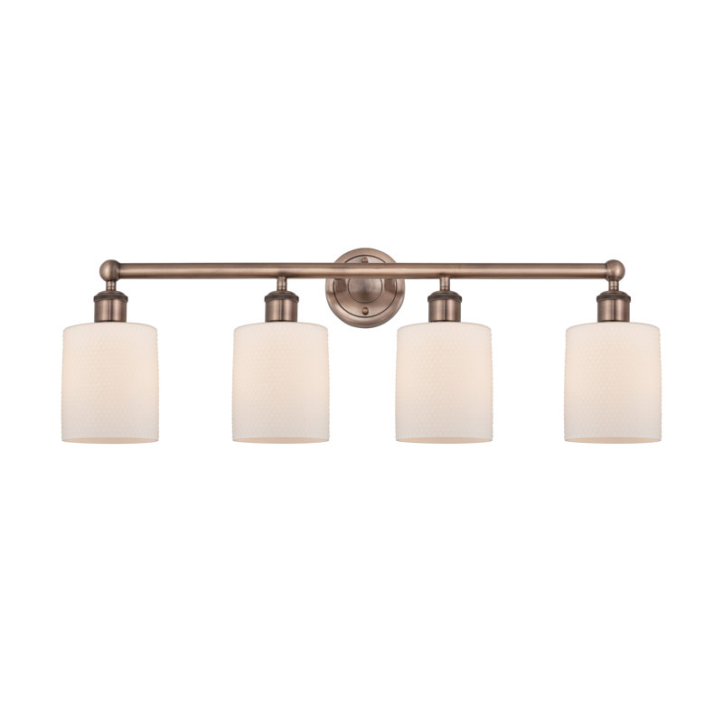 Karon 4 - Light Dimmable Vanity Light, Matte White, Antique Copper