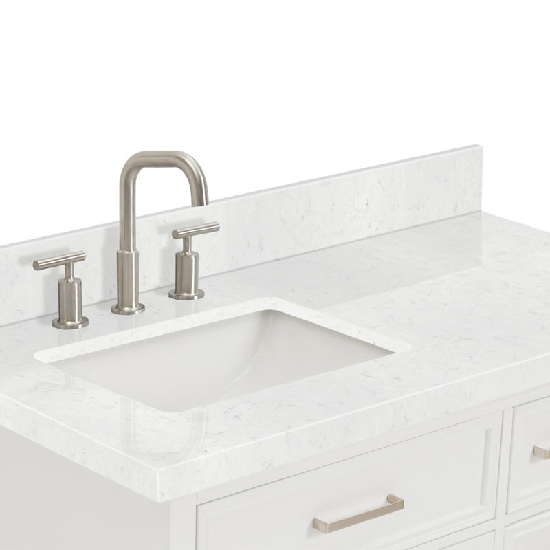 Kensington 43'' W Single Vanity, White, 36.25", White Carrara Quartz