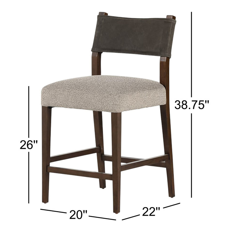 Tabouret Lorretta, Tabouret de comptoir (siège d'une hauteur de 25,9, Encre Tulsa / rayonne / viscose, Sable antique