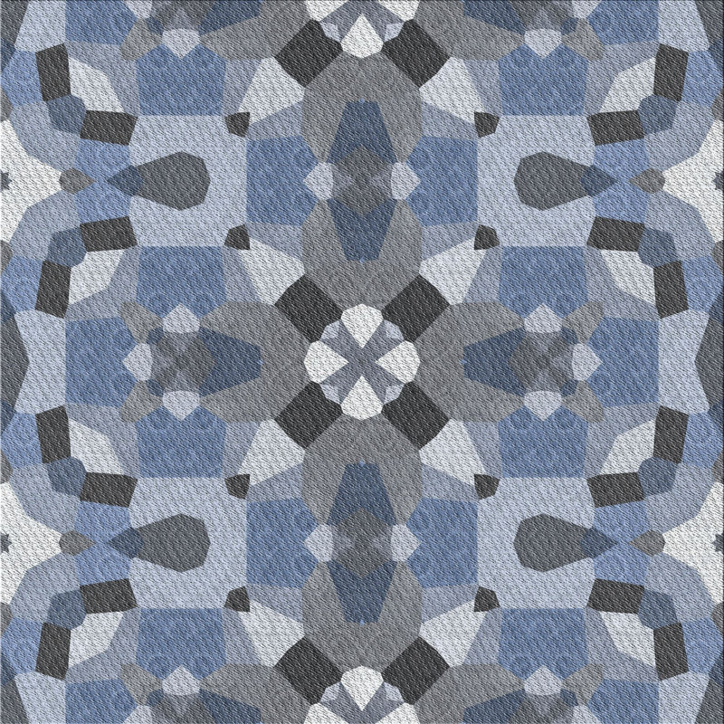 Bleu géométrique/Tapis décoratif gris, Carré 6 pi