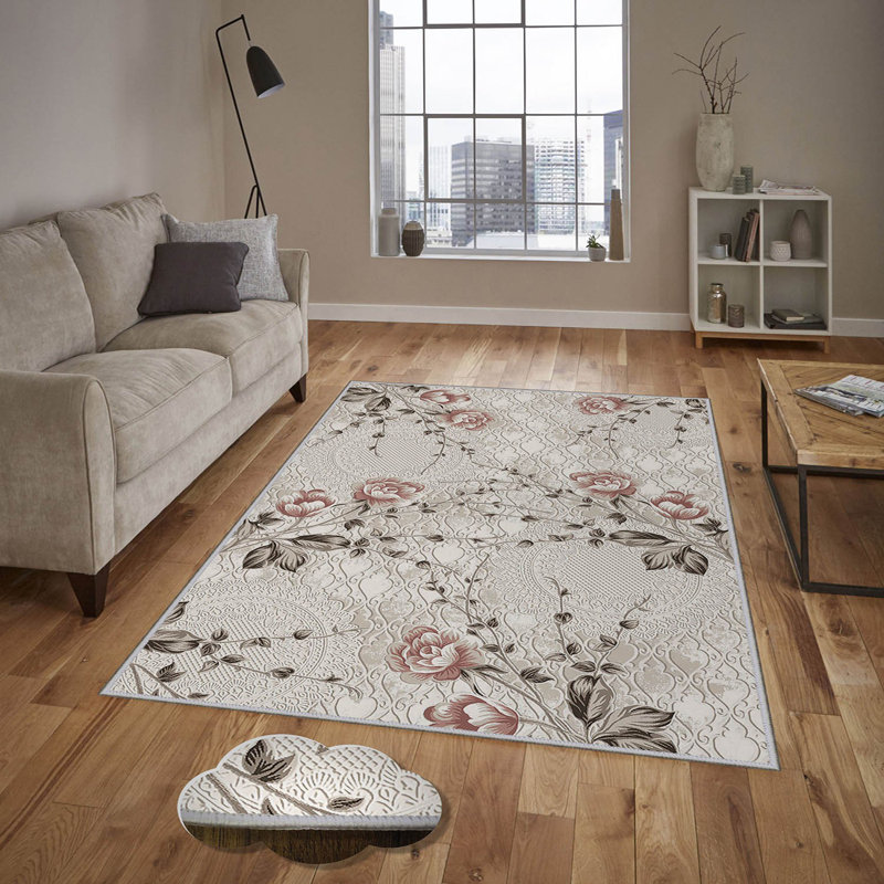 Luxurious Woven Area Rug, 5.9 x 9.2 ft, 100% Polyester, Antibacterial | Non-Slip PVC Felt Dot Underside, 0.3 in Pile Height | Machine Washable, 3D Digital Print, Perfect for Living Room & Bedroom Décor