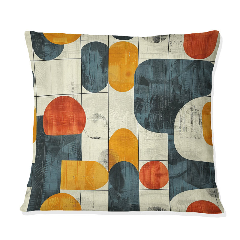 Coussin orange Midcentury Shapes II - Midcentury, H 16 po x l 16 po
