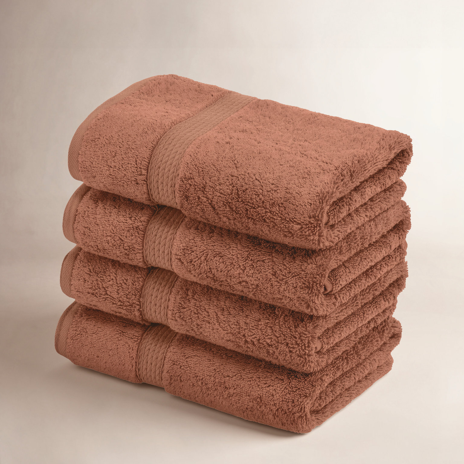 Egyptian Cotton Hand Towels, Rust