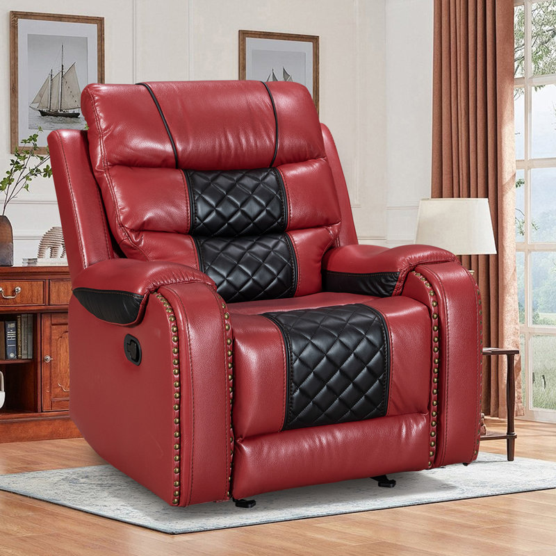 Fauteuil inclinable simple en cuir Ambridge Air, Rouge / Noir