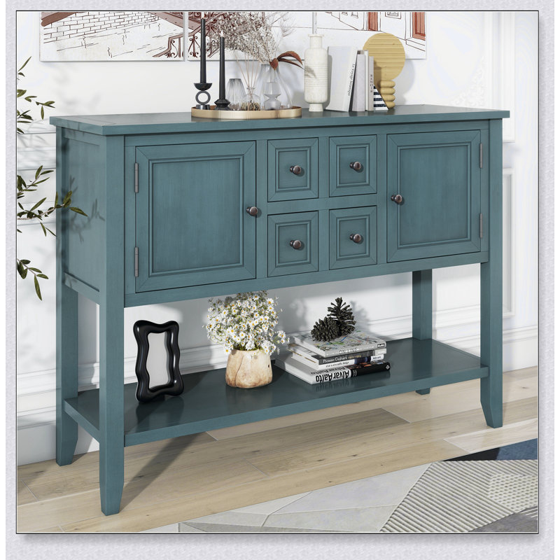 Grande console de rangement rétro avec quatre petits tiroirs Cambridge Series, parfaite pour un décor élégant et fonctionnel.