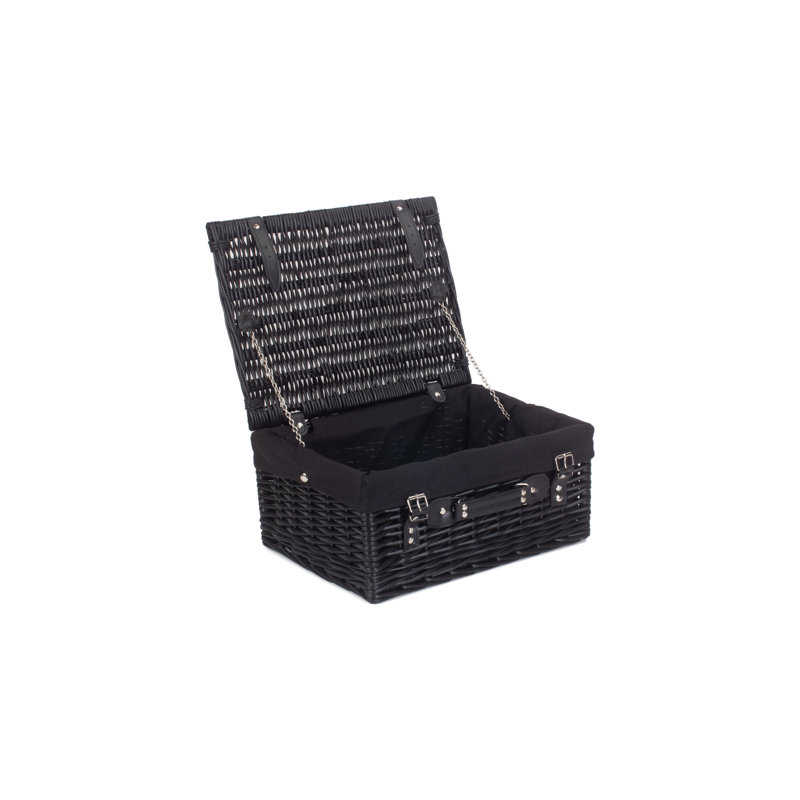Wicker Hamper Basket with Lining, 19cm H x 41cm W x 30cm D, Black/Black