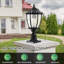 Solar Outdoor Post Light with Dusk-to-Dawn LED, Vintage Lantern Design, Weatherproof Aluminum Black-116629177
