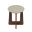 Table d'appoint 19,69 po ronde en pierre frittée avec base en bois massif, table d'appoint Mid-Century pour le salon-391898078