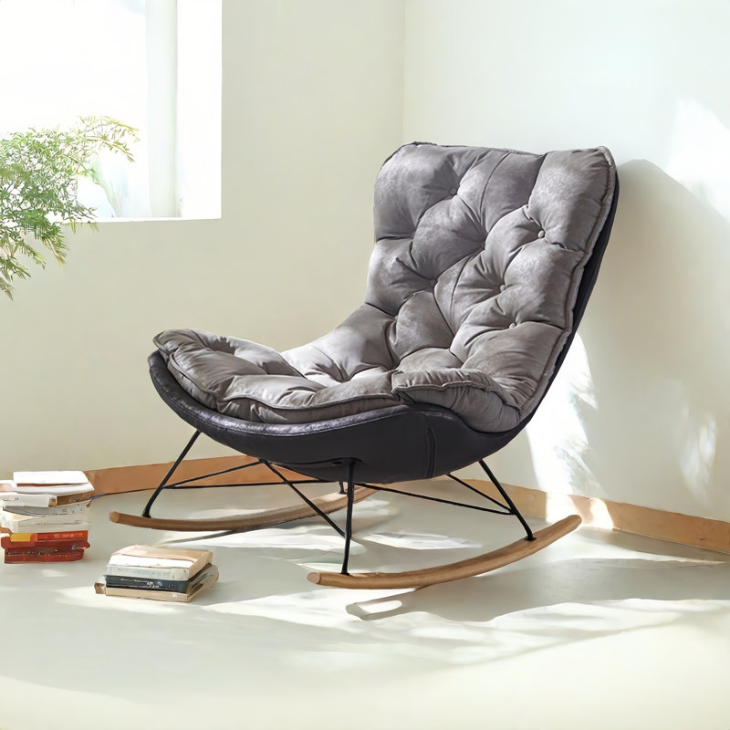 Chaise berçante moderne rembourrée, Noir, noir, noir, noir