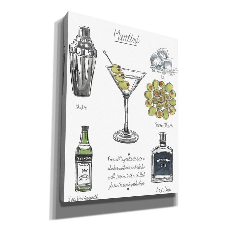 «Classic Cocktail-Martini» par Naomi McCavitt, art mural sur toile, H 16 po x l 12 po x P 0,75 po