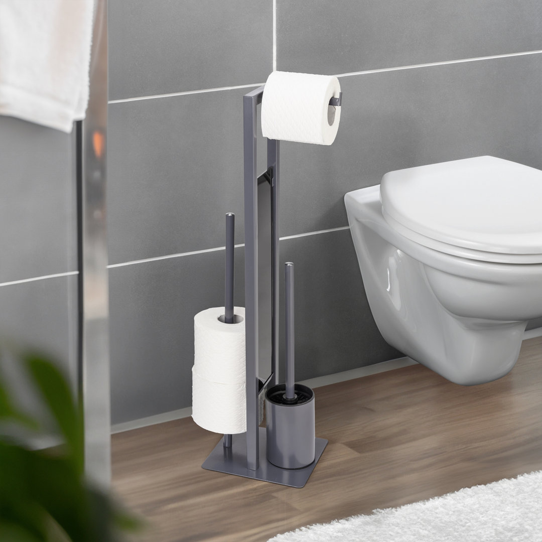 17 Stories Stand WC-Garnitur Mod. Sagrario Grau, Platte aus Sicherheitsglas