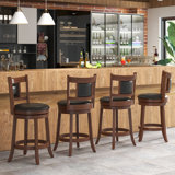 Acelee Swivel Upholstered Counter Stool with Solid Wood Frame