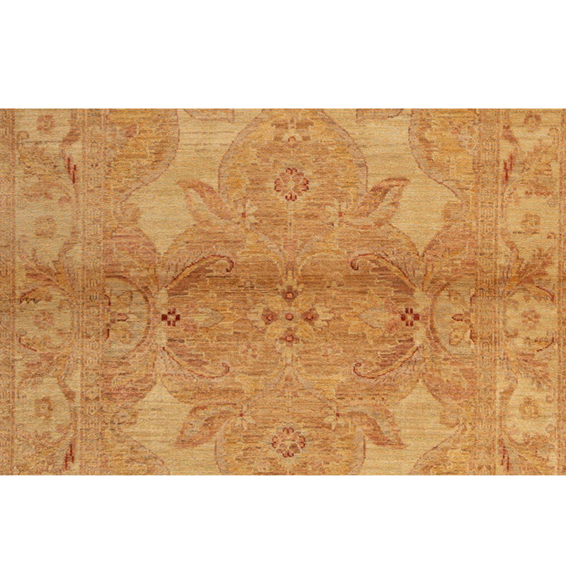 Tapis jaune / beige / rouge noué à la main de haute qualité