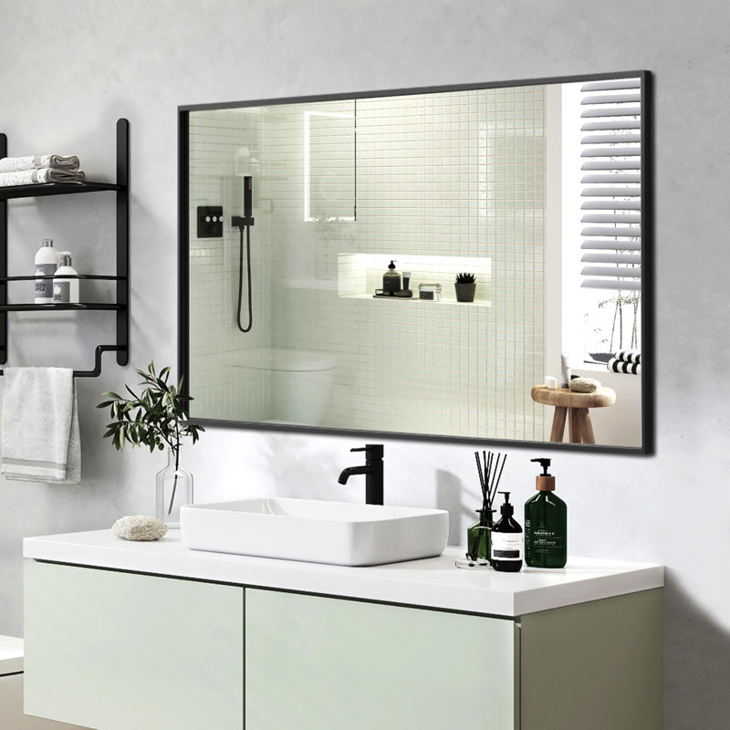 Miroir de salle de bain moderne et contemporain , Noir, noir, noir, noir, 36 po x 27 po