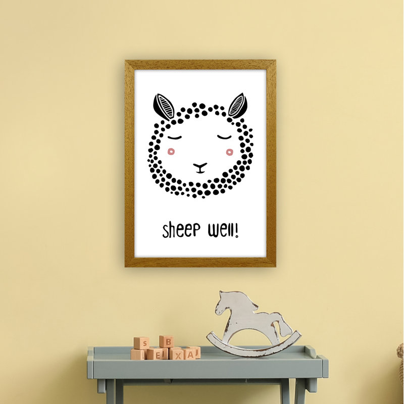 Sheep by Miniofmine - Print, Brown Framed, 46cm H x 34cm W x 3cm D