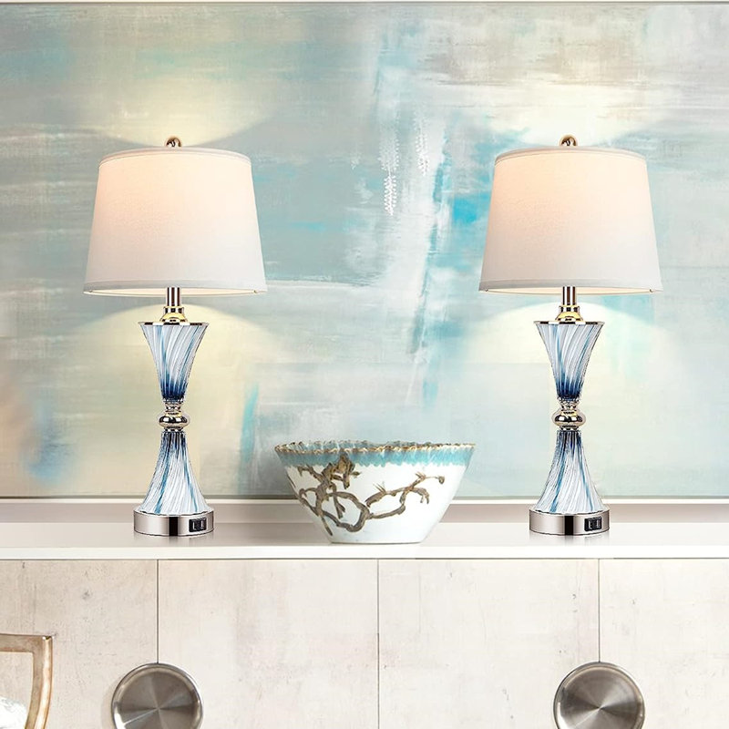 Ahola Table Lamp, Blue, 26" H x 12" W x 12" D