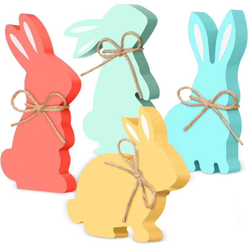 Plaque de lapin de Pâques, panneaux en bois en forme de lapin, décor de table de lapin de printemps, décorations de table en bois, lapin de Pâques, signe de table de salle à manger avec corde (mignon)
