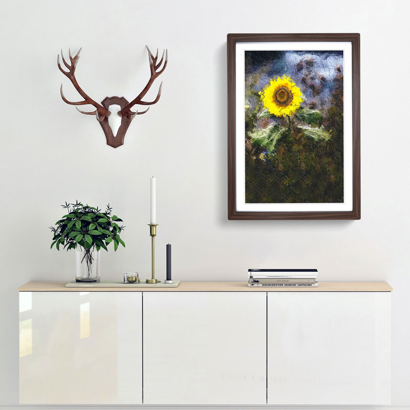 Sunflower - Picture Frame Painting Print, 65cm H x 48cm W x 2cm D, Walnut Framed