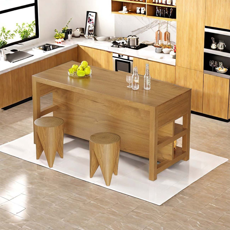 Country style solid wood kitchen center island
