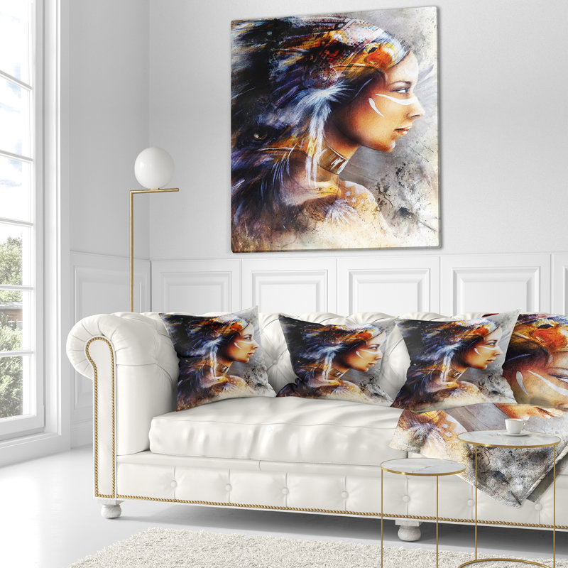 Coussin Indian Indian with Horse Eagles, Rectangulaire, 12 po x 20 po