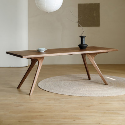 Italian modern fashion minimalist dining table Walnut Rectangular Solid Wood Top with Solid Wood Base Dining Table