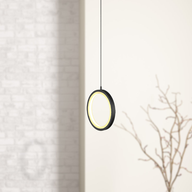 Luminaire suspendu géométrique à 1 lumière Lauri, H 7,5 po x l 7,5 po x P 0,8 po, Noir mat