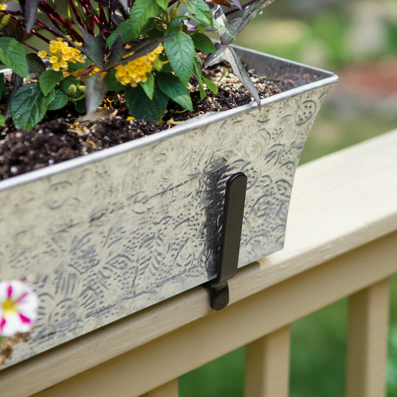 Black Wrought Iron Deck Rail Flower Box Brackets
