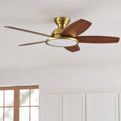 Flush Mount Ceiling Fan with LED Light and Remote