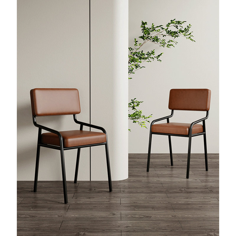 Upholstered Dining Room Wrought Iron Home Armchair, Brown