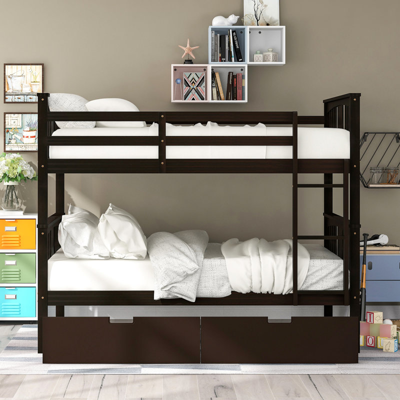 Lit superposé double au-dessus de la chambre à coucher avec tiroirs et conception sécuritaire - papeterie de taille