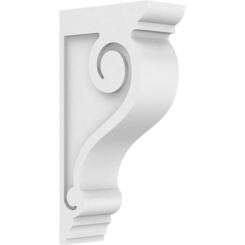 3"W x 9"D x 18"H Standard Scroll Architectural Grade PVC Corbel, 18"H x 3"W x 9"D